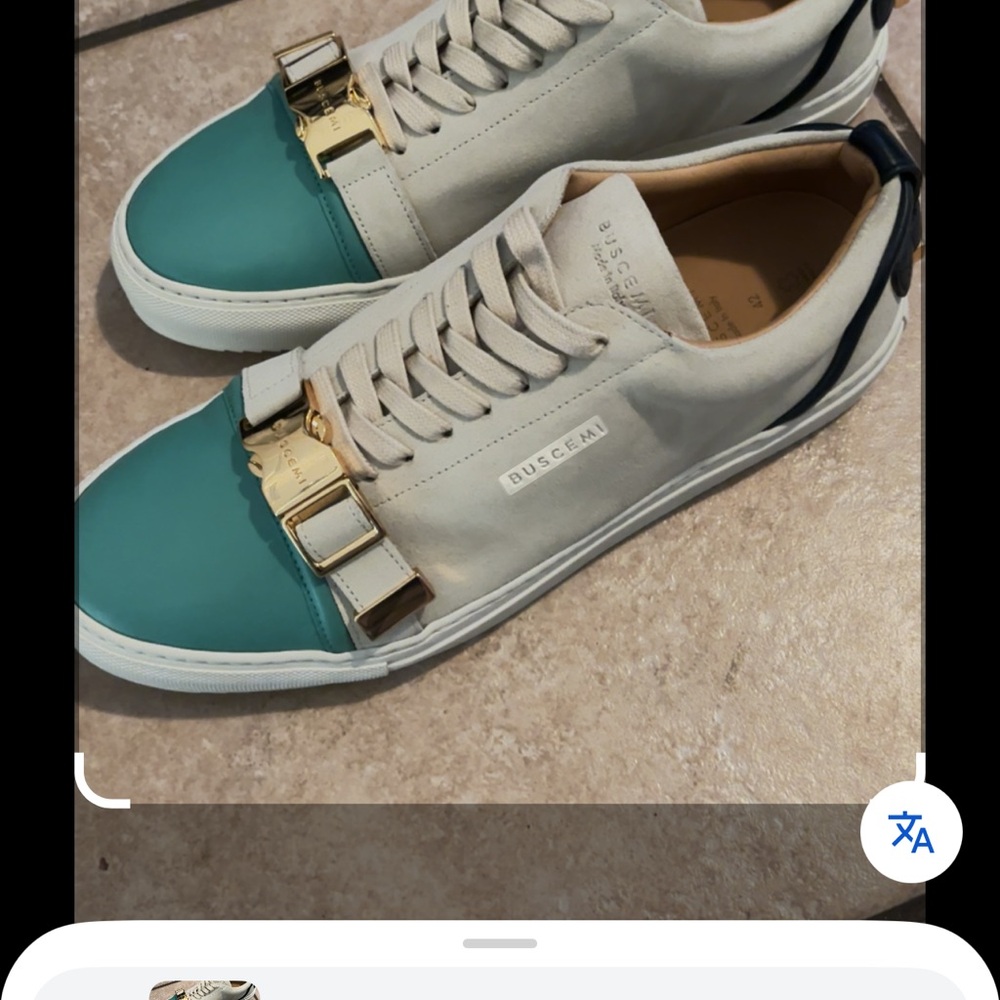 Buscemi Women's Green and Cream Sneakers with Gold Details